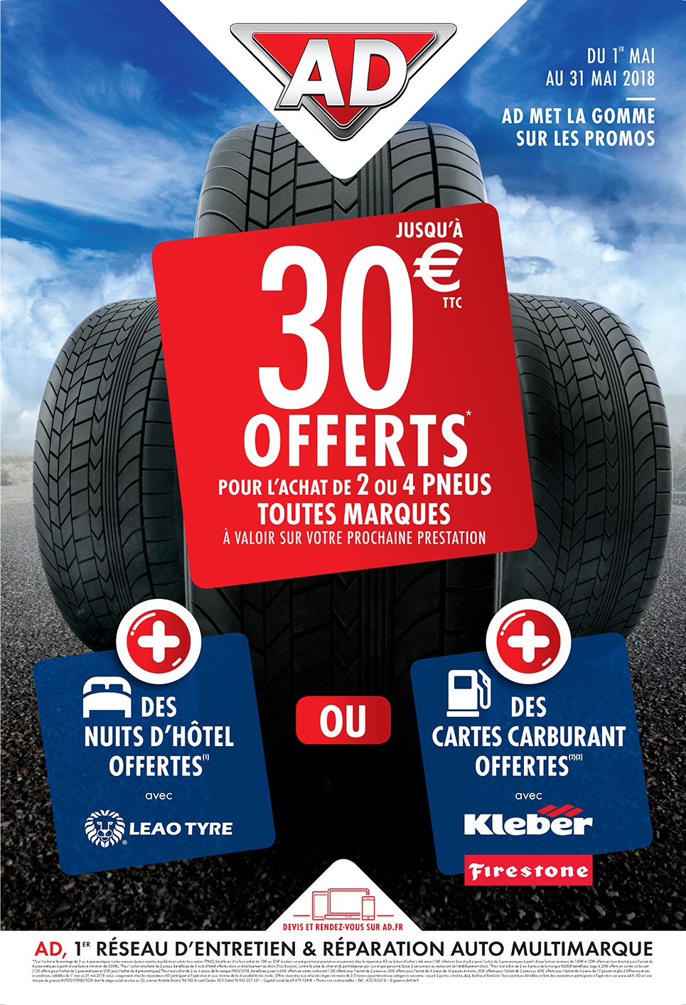 AD met la gomme sur les promos du 1er au 31 mai 2018 au Garage David Onlydrive à Saint Fulgent