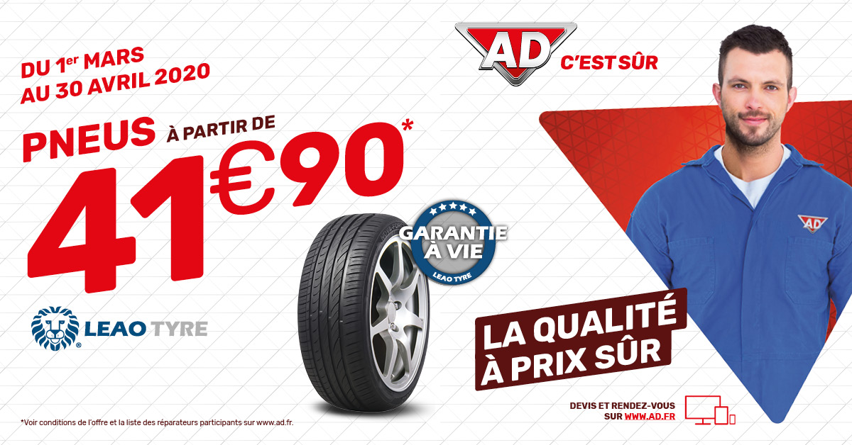 Du 1er mars au 30 avril  - Pneus à partir de 41.90 € au Garage David AD Expert à Saint Fulgent en Vendée