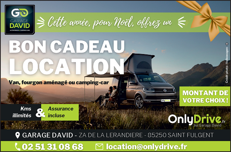 Pour Noel, offrez un moment d'évasion avec nos cartes cadeaux loisirs (van, fourgon aménagé ou camping-car)  du montant de votre choix au Garage David Onlydrive à Saint Fulgent en Vendée
