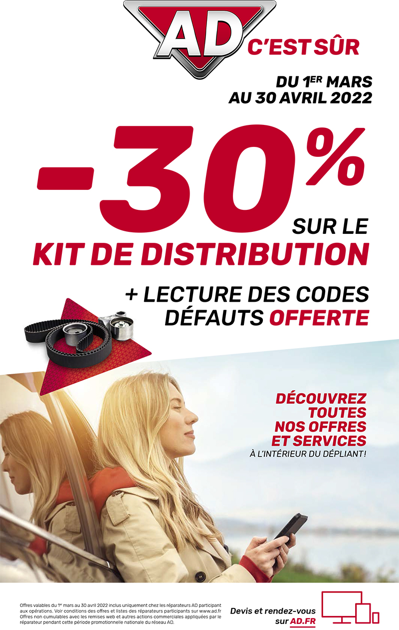 Du 1er mars au 30 avril 2022, -30% sur le kit de distribution + lecture des codes défauts offerte  au Garage David AD Expert à Saint Fulgent