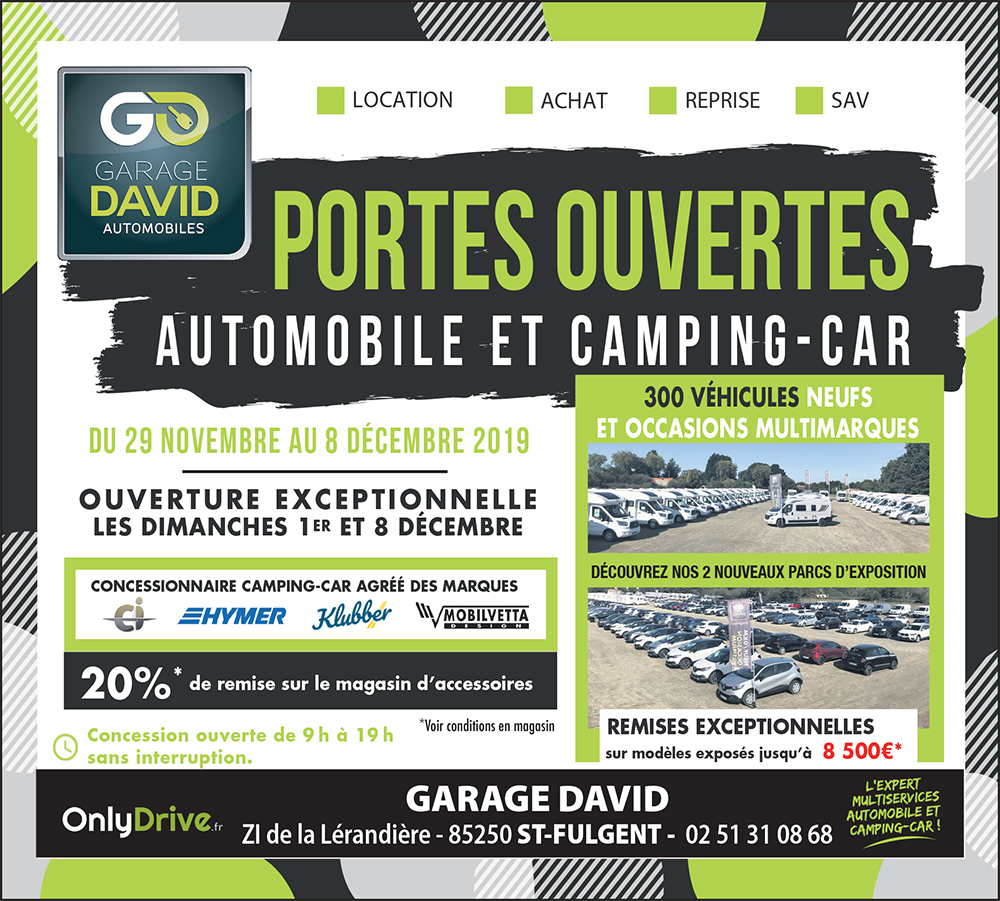 Portes ouvertes auto et camping-car spécial Black Friday au Garage David à Saint Fulgent en Vendée